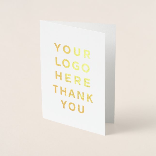 Carte Dorée Merci Votre logo d'entreprise Gold personnalisé (Devant)