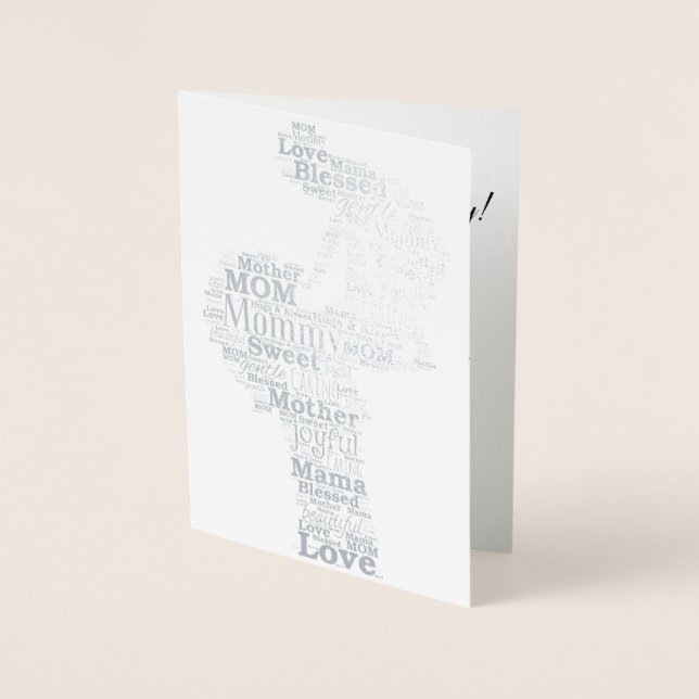 Carte Dorée Mère Word Art (Devant)