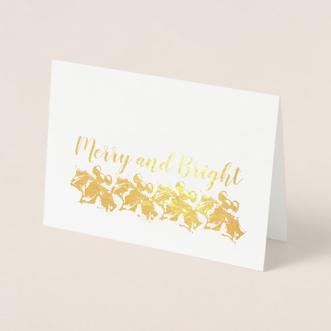 Carte Dorée Merry et Bright Holly Sprigs (Devant)