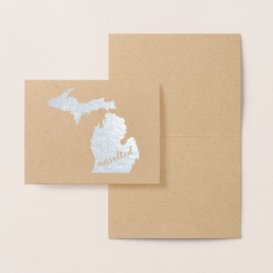 Carte Dorée Michigan Typographie Michigan State Map Non salée