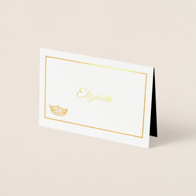 Carte Dorée Miss America Nom Place Card Gold Foed Crown (Devant)
