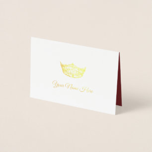 Carte Dorée Miss America Nom Place Card Gold Foed Crown