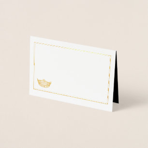 Carte Dorée Miss America Nom Place Card Gold Foed Crown