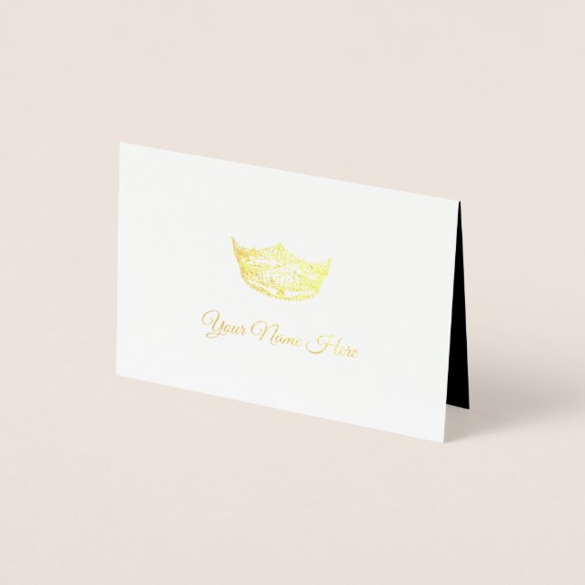 Carte Dorée Miss America Nom Place Card Gold Foed Crown (Devant)