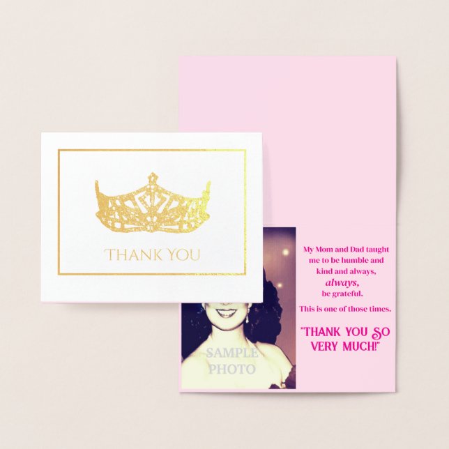 Carte Dorée Miss America Style Foil Crown-avec un accueil phot (Affichage)