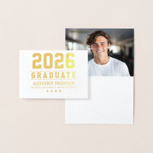 Carte Dorée Moderne 2023 Graduate Custom Graduation Photo Gold
