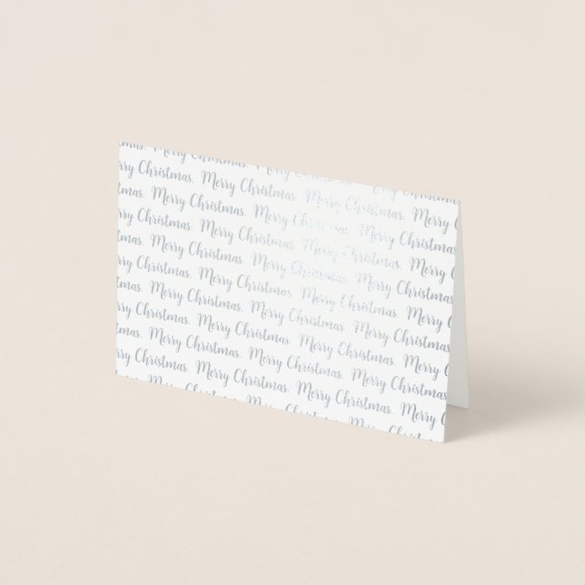 Carte Dorée Moderne Elegant Joyeux Noël Calligraphie Argent (Devant)