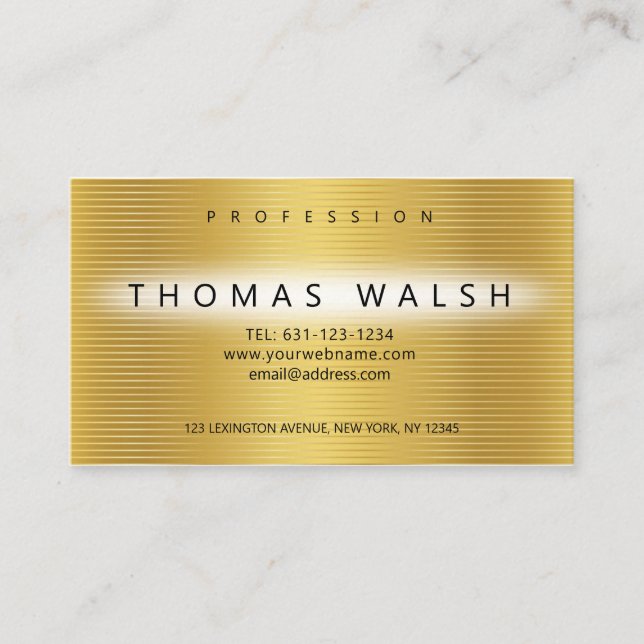 Carte dorée moderne élégante avec lignes dorées (Devant)