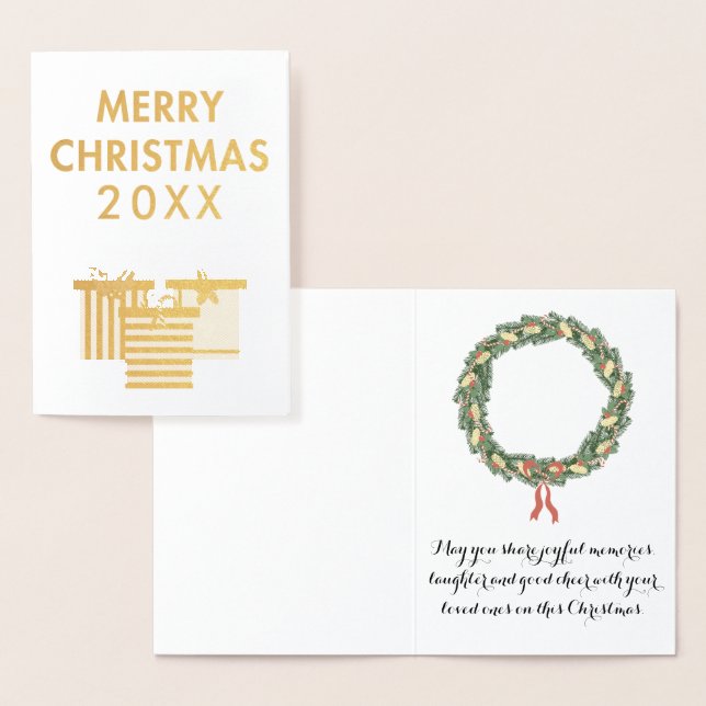 Carte Dorée Modifier cette Gold Foil Joyeux Cadeaux de Noël (Affichage)
