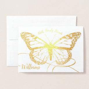 Carte Dorée Monarque papillon Monogramme Or