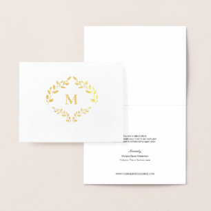 Carte Dorée Monogram Business Logo Laurel feuille Luxe