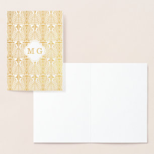Carte Dorée Monogramme Art Déco Real Gold Great Gatsby
