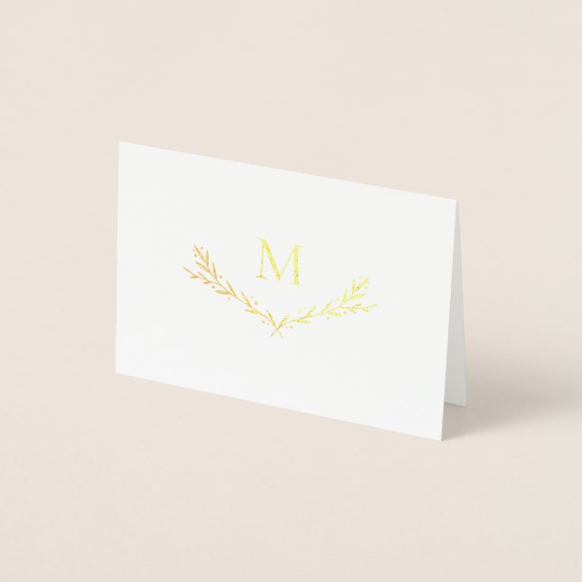 Carte Dorée Monogramme de couronne personnalisé initial (Devant)