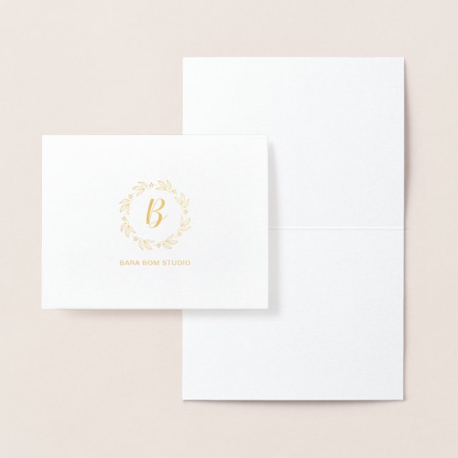 Carte Dorée Monogramme moderne, logo d'entreprise Gold Foil Ca (Affichage)