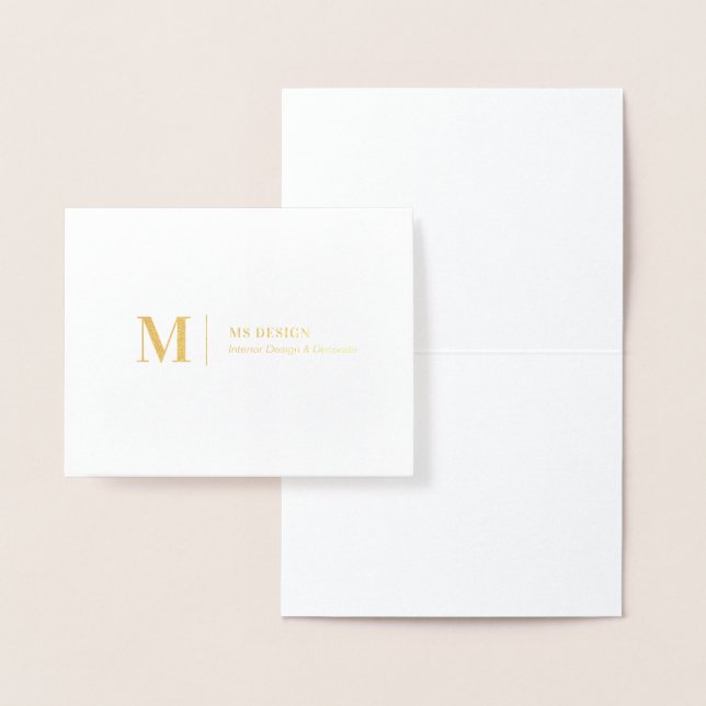Carte Dorée Monogramme moderne, logo d'entreprise Real Gold Fo (Affichage)