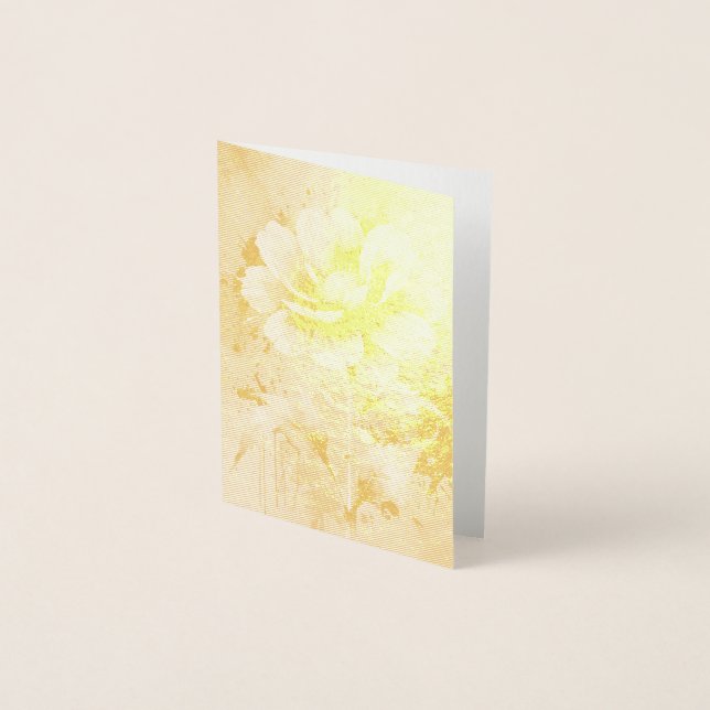 Carte Dorée Motif d'aquarelle de fleurs bleues (Devant)