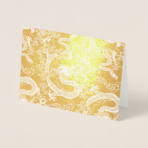 Carte Dorée Motif de dragon chinois Gold Foil