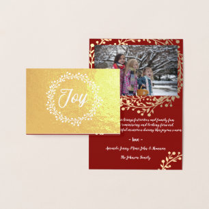 Carte Dorée Mountain Ash Wreath Joie Famille Photo Bourgogne O