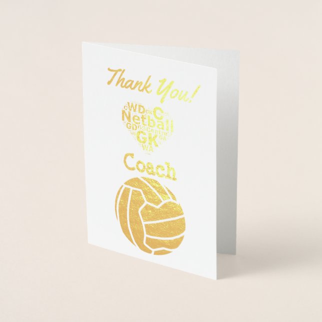 Carte Dorée Netball Coach Merci Or (Devant)