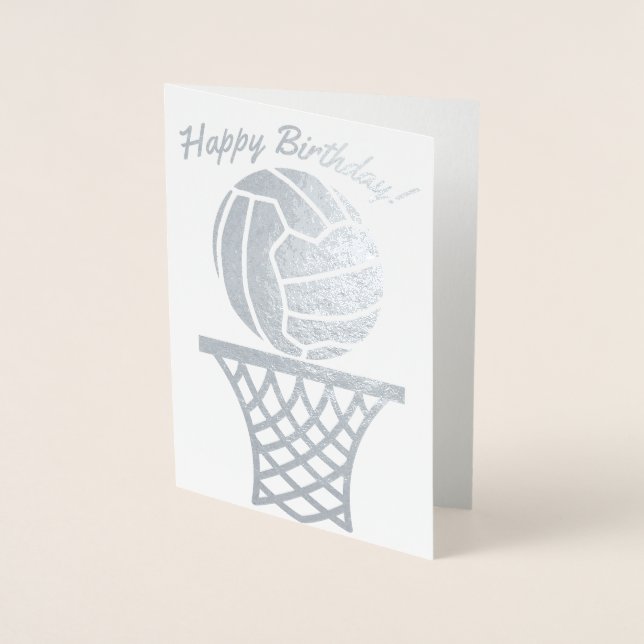 Carte Dorée Netball Theme Ball Design Joyeux Anniversaire (Devant)