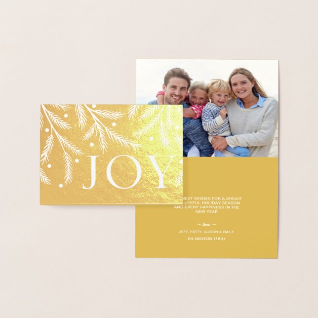 Carte Dorée Noël Joy Gold Foil Branches d'arbre de Noël (Affichage)