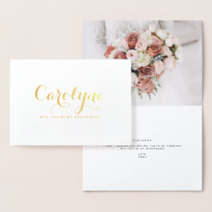 Carte Dorée Nom Personnalisé Élégant Serez-Vous Ma Femme D'Acc