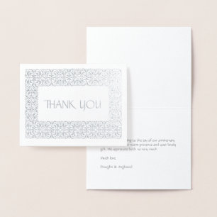 Carte Dorée Note "Merci" toute occasion d'élégance d'argent
