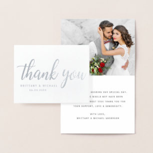 Carte Dorée Note photo Mariage moderne Merci Couple Note Silve