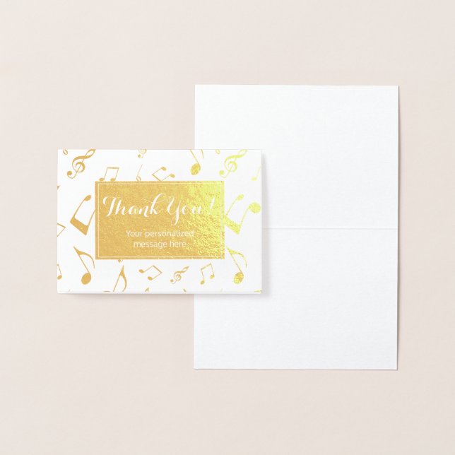Carte Dorée Notes musicales Merci d'huile d'or réel personnali (Affichage)
