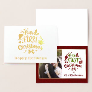 Carte Dorée Notre premier Noël en tant que Monsieur. & Mme Rea
