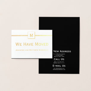 Carte Dorée Nous Avons Déménagé Black White Gold Moving Faire-