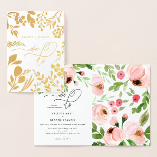 Carte Dorée Nous faisons de l'aquarelle florale et mariage de 