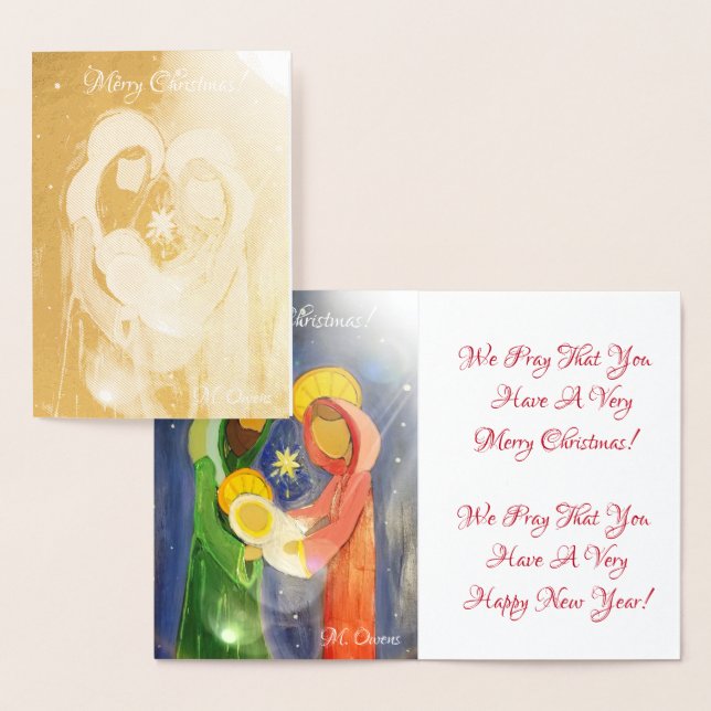 Carte Dorée Nous Prions Que Vous Ayez Un Très Joyeux Noël ! (Affichage)