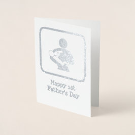 Carte Dorée Nouveau papa nourrissant bébé - texte personnalisé