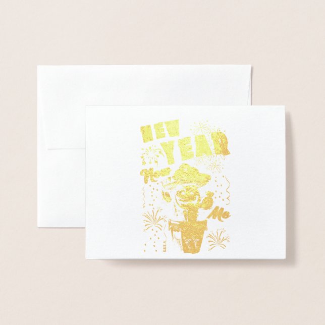 Carte Dorée Nouvel An (Devant avec enveloppe)