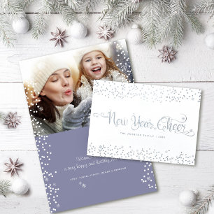 Carte Dorée Nouvel an Cheval Chic Moderne Snowflakes Photo