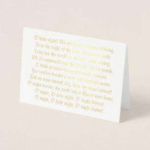 Carte Dorée O Holy Night Lyrics Foil Christmas Card
