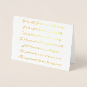 Carte Dorée O Holy Night Song Paroles Foil Christmas Card