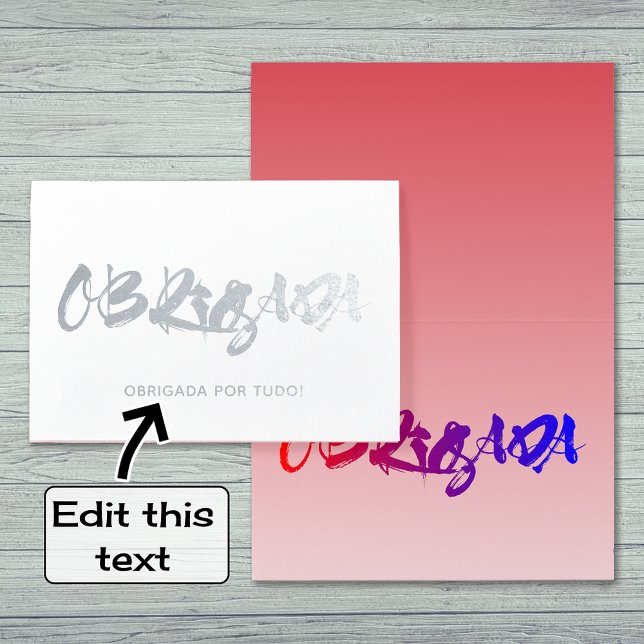 Carte Dorée Obrigada portuguese merci de la femme argent (Créateur téléchargé)