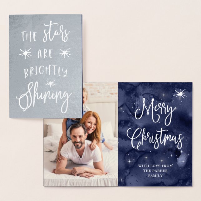 Carte Dorée Oh Holy Night | Étoiles à Noël avec photo (Affichage)