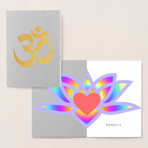 Carte Dorée Om Symbole Rainbow Lotus