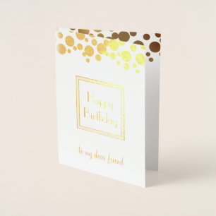 Carte Dorée or retro confetti - joyeux anniversaire