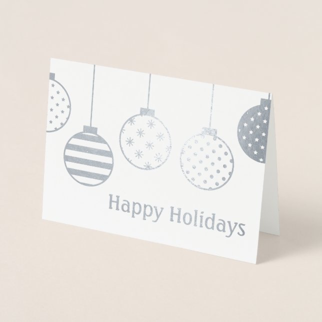 Carte Dorée Ornements de Noël à l'huile d'argent Joyeux jours  (Devant)