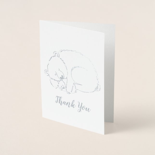 Carte Dorée Ours polaire Baby shower fille rose (Devant)