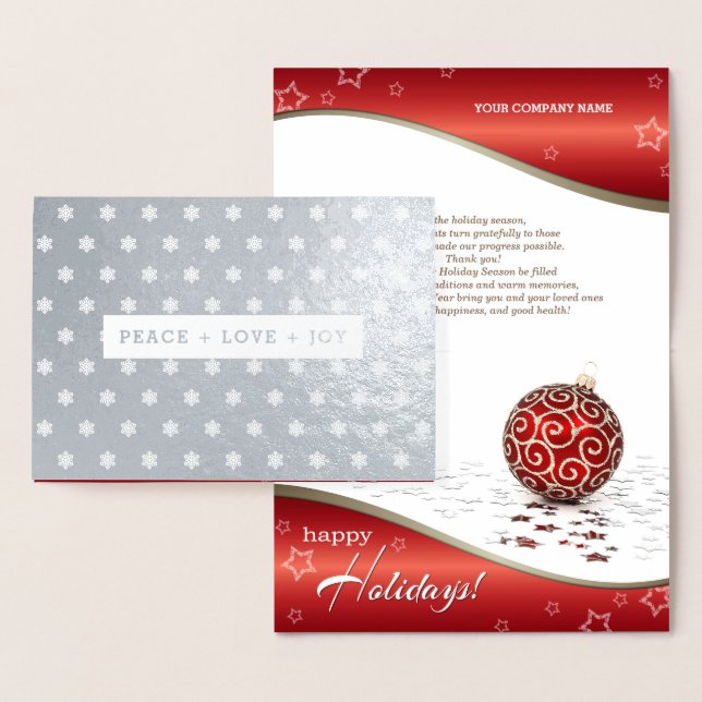 Carte Dorée PAIX+AMOUR+JOIE. Entreprise de Noël de luxe (Affichage)