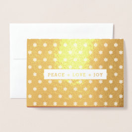 Carte Dorée PAIX+AMOUR+JOIE. Entreprise de Noël de luxe