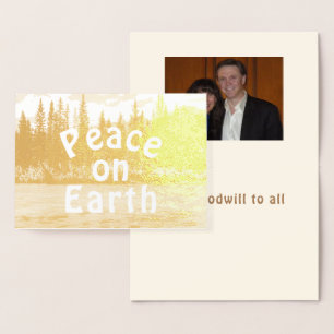 Carte Dorée Paix sur Terre Serene Mountain Scene Photo Gold
