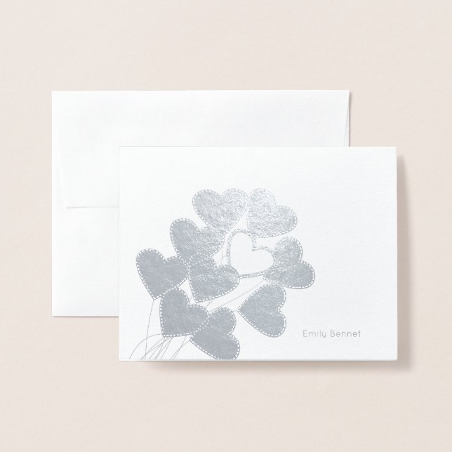 Carte Dorée Papier à lettres Heart Balloons (Devant avec enveloppe)