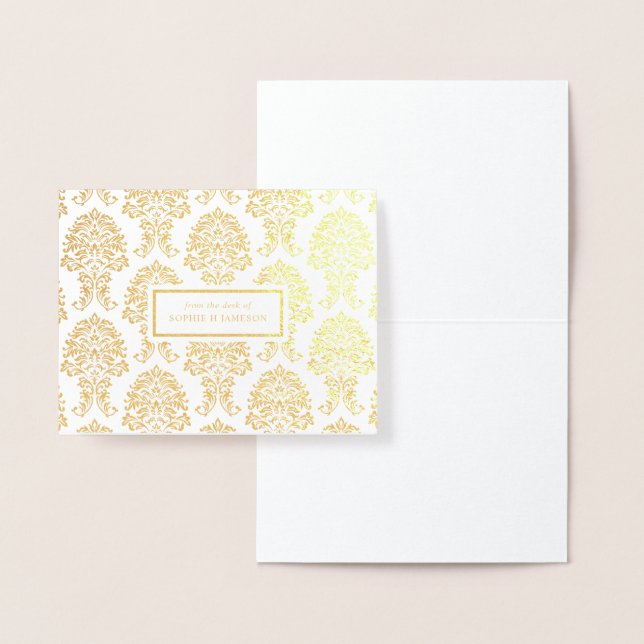 Carte Dorée Papier personnel Gold Foil Damask (Affichage)