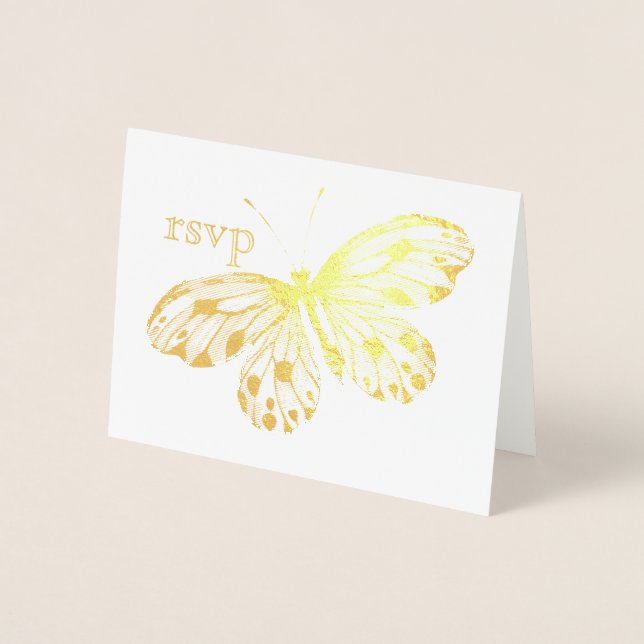 Carte Dorée Papillon d'or RSVP (Devant)